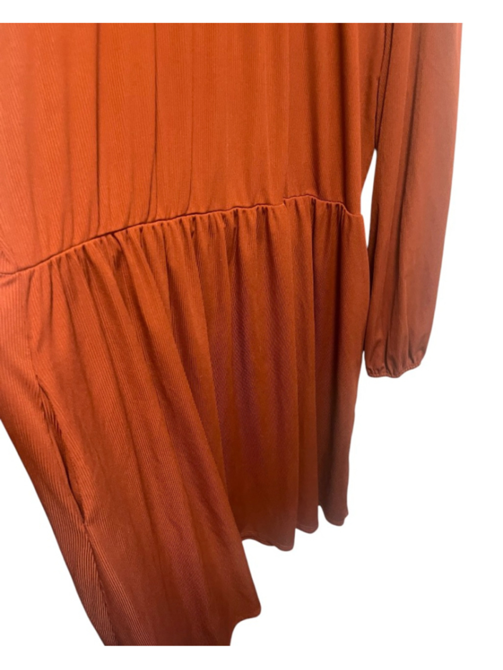Women's SHEIN Plus Rust/Burnt Orange Ribbed Long Sleeve Dress 4X - Picture 3 of 6